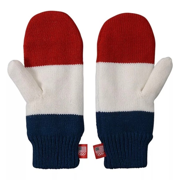 Official Team USA Olympic Team Red, White&Blue Winter Knit Mittens 2020 Olympics - Picture 2 of 2